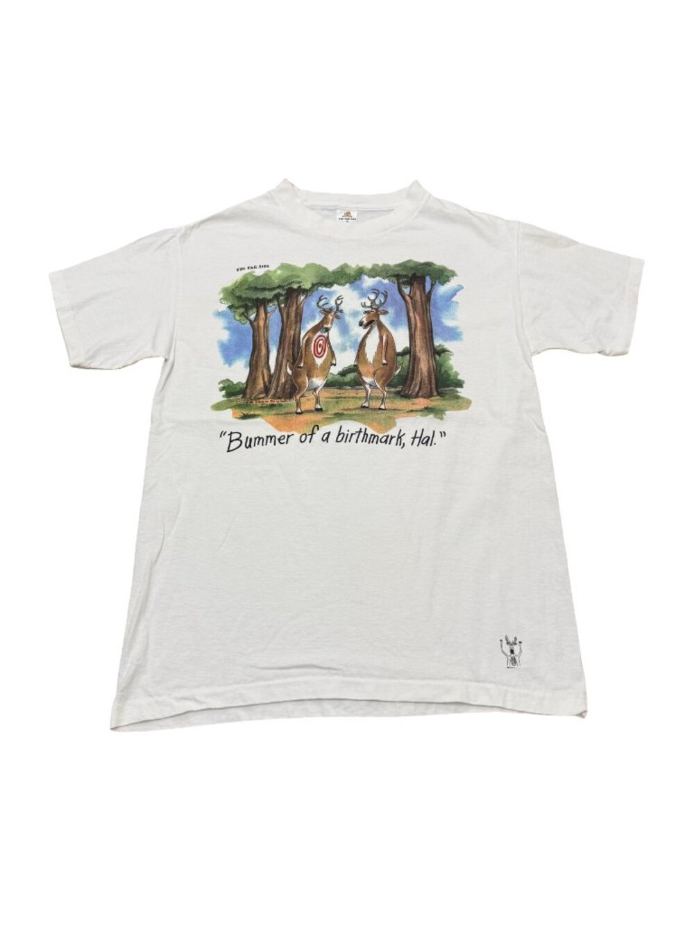 Vintage 1990s The Far Side Deer Cartoon T Shirt Single Stitch Made USA White